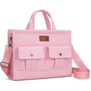 Montana West x Lee Large Work Tote Bag for Women Crossbody Canvas Messenger Bag for Everyday Shoulder Bag with Pockets(Large-deep Pink)