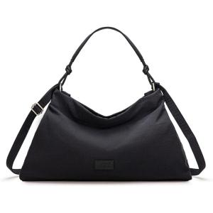 Montana West x Lee Nylon Hobo Crossbody Bag for Women, Large Shoulder Tote Handbag Casual Work Purse with Adjustable Strap(Black)