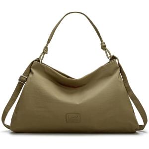Montana West x Lee Nylon Hobo Crossbody Bag for Women, Large Shoulder Tote Handbag Casual Work Purse with Adjustable Strap(Deep Khaki)