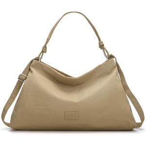 Montana West x Lee Nylon Hobo Crossbody Bag for Women, Large Shoulder Tote Handbag Casual Work Purse with Adjustable Strap(Khaki)