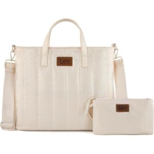Montana West x Lee Puffer Tote Bag Lightweight Crossbody Bags for Women with Clutch(Lee-beige)