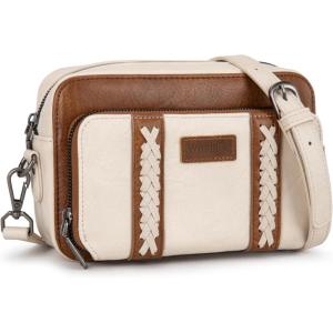 Wrangler Crossbody Bag for Women Shoulder Purse Small Multi Pocket Crossover Bag with Adjustable Strap(Beige)