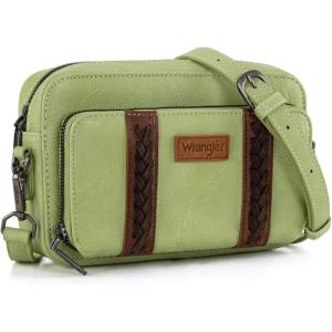 Wrangler Crossbody Bag for Women Shoulder Purse Small Multi Pocket Crossover Bag with Adjustable Strap(Green)