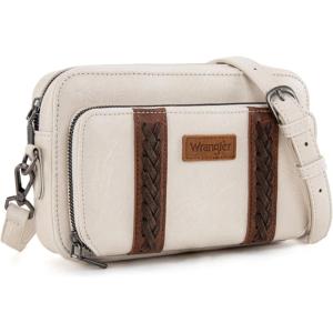 Wrangler Crossbody Bag for Women Shoulder Purse Small Multi Pocket Crossover Bag with Adjustable Strap(Off-white)