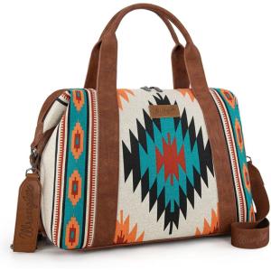 Wrangler Duffel Bag for Women Large Travel Weekender Bag Tapestry Designer Carry On Bags, Brown(Canvas Cotton-Beige)