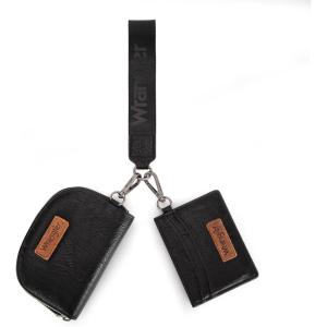 Wrangler KeyChain Wallet Wristlet Wallets for Women Dual Pouch Wristlet Rfid Blocking Credit Card Holder Wallet(Black)