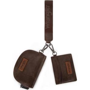 Wrangler KeyChain Wallet Wristlet Wallets for Women Dual Pouch Wristlet Rfid Blocking Credit Card Holder Wallet(Coffee)