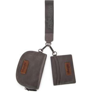 Wrangler KeyChain Wallet Wristlet Wallets for Women Dual Pouch Wristlet Rfid Blocking Credit Card Holder Wallet(Grey)