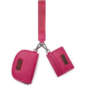 Wrangler KeyChain Wallet Wristlet Wallets for Women Dual Pouch Wristlet Rfid Blocking Credit Card Holder Wallet(Hot Pink)