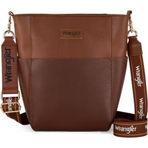 Wrangler Large Crossbody Bag for Women Vegan Leather Cross Body Purse with Guitar Strap(Chocolate Coffee)