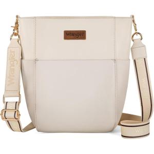 Wrangler Large Crossbody Bag for Women Vegan Leather Cross Body Purse with Guitar Strap(Cream Beige)