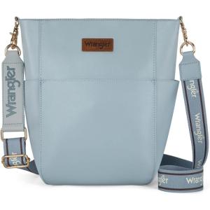 Wrangler Large Crossbody Bag for Women Vegan Leather Cross Body Purse with Guitar Strap(Pastel Blue)