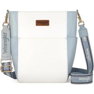 Wrangler Large Crossbody Bag for Women Vegan Leather Cross Body Purse with Guitar Strap(White Blue)