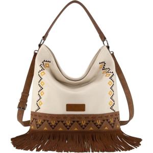 Wrangler Shoulder Bag Aztec Purse Embroidered Fringe(Beige)