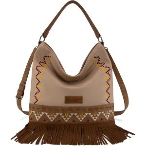 Wrangler Shoulder Bag Aztec Purse Embroidered Fringe(Tan)