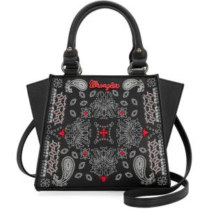 Wrangler Small Tote Purse Cute Women’s Handbags Western Paisley Print Satchel Bags(Paisley-black)
