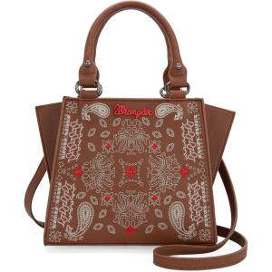 Wrangler Small Tote Purse Cute Women’s Handbags Western Paisley Print Satchel Bags(Paisley-brown)