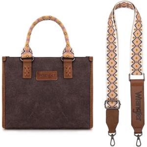 Wrangler Tote Bag for Women Aztec Western Retro Purse Top Handle Handbags(A-aztec-coffee and Angel White)