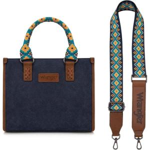 Wrangler Tote Bag for Women Aztec Western Retro Purse Top Handle Handbags(A-navy Blue)