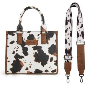 Wrangler Tote Bag for Women Aztec Western Retro Purse Top Handle Handbags(Angel Cow Brown)