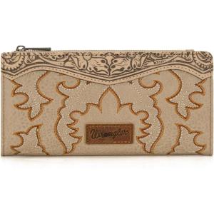 Wrangler Wristlet Wallets Western Wallet for Women Floral Tooled Womens Wallet Boot Stitch Purses(Boot-tan)