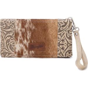 Wrangler Wristlet Wallets Western Wallet for Women Floral Tooled Womens Wallet Boot Stitch Purses(C-horsehair-beige)
