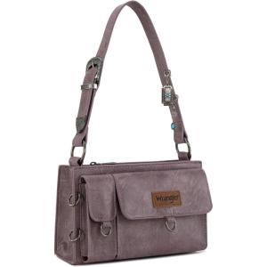Wrangler Y2K Purse Small Shoulder Bag for Women with Western Detachable Charms & Multiple Pockets(Purple)