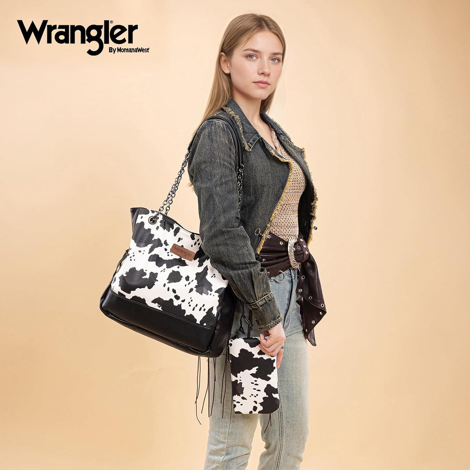 imageMontana West Wrangler Tote Bag for Women 2PCS Purses and Handbags Drawstring Shoulder Bag with Removable Pouch