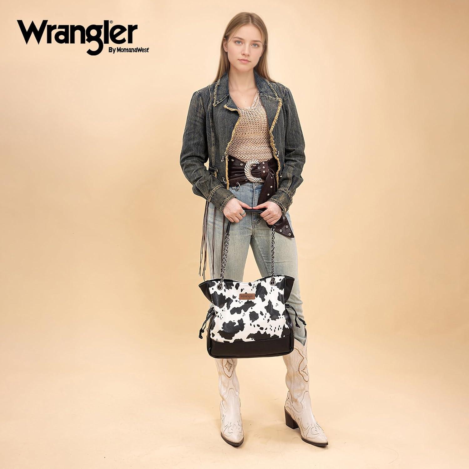 imageMontana West Wrangler Tote Bag for Women 2PCS Purses and Handbags Drawstring Shoulder Bag with Removable Pouch