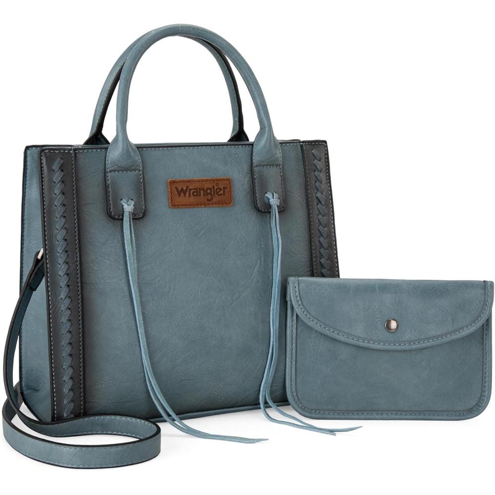 imageWrangler Tote Bag for Women Western Cowhide Purse and Wallet SetVintage Jean