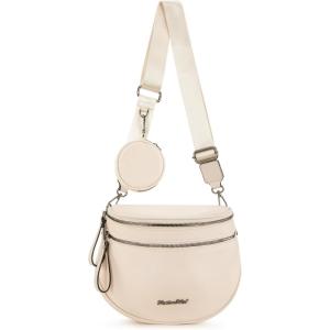 Montana West Large Bum Bag Nylon Crossbody Bags Mom Purse with with Coin Purse(Beige)