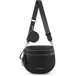 Montana West Large Bum Bag Nylon Crossbody Bags Mom Purse with with Coin Purse(Black)