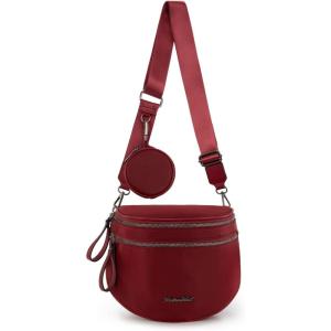Montana West Large Bum Bag Nylon Crossbody Bags Mom Purse with with Coin Purse(Burgundy)