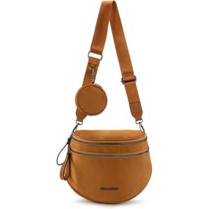 Montana West Large Bum Bag Nylon Crossbody Bags Mom Purse with with Coin Purse(Light Brown)