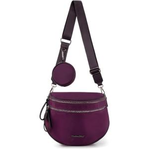 Montana West Large Bum Bag Nylon Crossbody Bags Mom Purse with with Coin Purse(Purple)