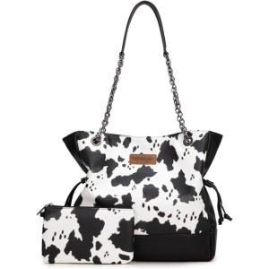 Montana West Wrangler Tote Bag for Women 2PCS Purses and Handbags Drawstring Shoulder Bag with Removable Pouch