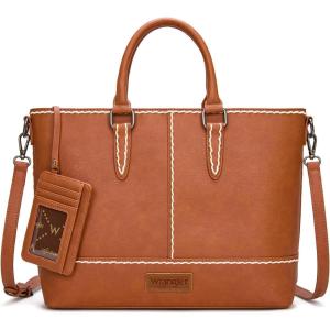 Wrangler Tote Bag for Women Top-handle Handbags Crossbody Bag with Credit Card Holder(Brown)