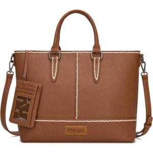 Wrangler Tote Bag for Women Top-handle Handbags Crossbody Bag with Credit Card Holder(Russet Coffee)