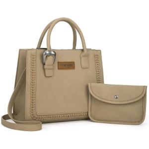 Wrangler Tote Bag for Women Western Cowhide Purse and Wallet Set(Retro Classic Tan)
