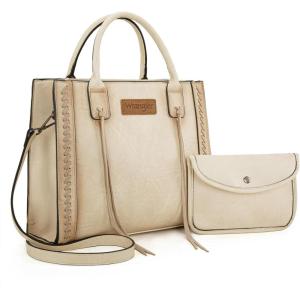 Wrangler Tote Bag for Women Western Cowhide Purse and Wallet Set(Vintage Tan)