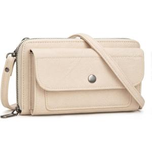 Montana West Crossbody Purses for Women Wristlet Wallets with Phone Pocket & Credit Card Slots(Beige)