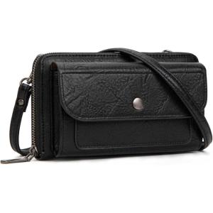Montana West Crossbody Purses for Women Wristlet Wallets with Phone Pocket & Credit Card Slots(Black)