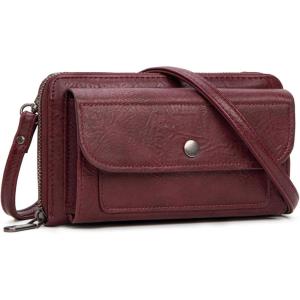 Montana West Crossbody Purses for Women Wristlet Wallets with Phone Pocket & Credit Card Slots(Burgundy)