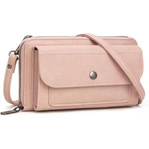 Montana West Crossbody Purses for Women Wristlet Wallets with Phone Pocket & Credit Card Slots(Pink)