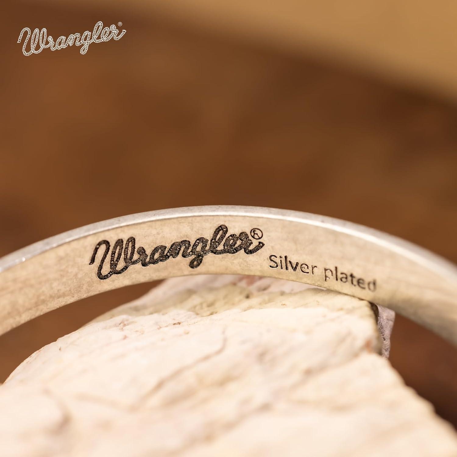 imageMontana West Wrangler Cuff Bracelet for Women Western Turquoise Adjustable Open Bangle Silver Plated Carved Floral Cowgirl Country JewelrySilverWhite