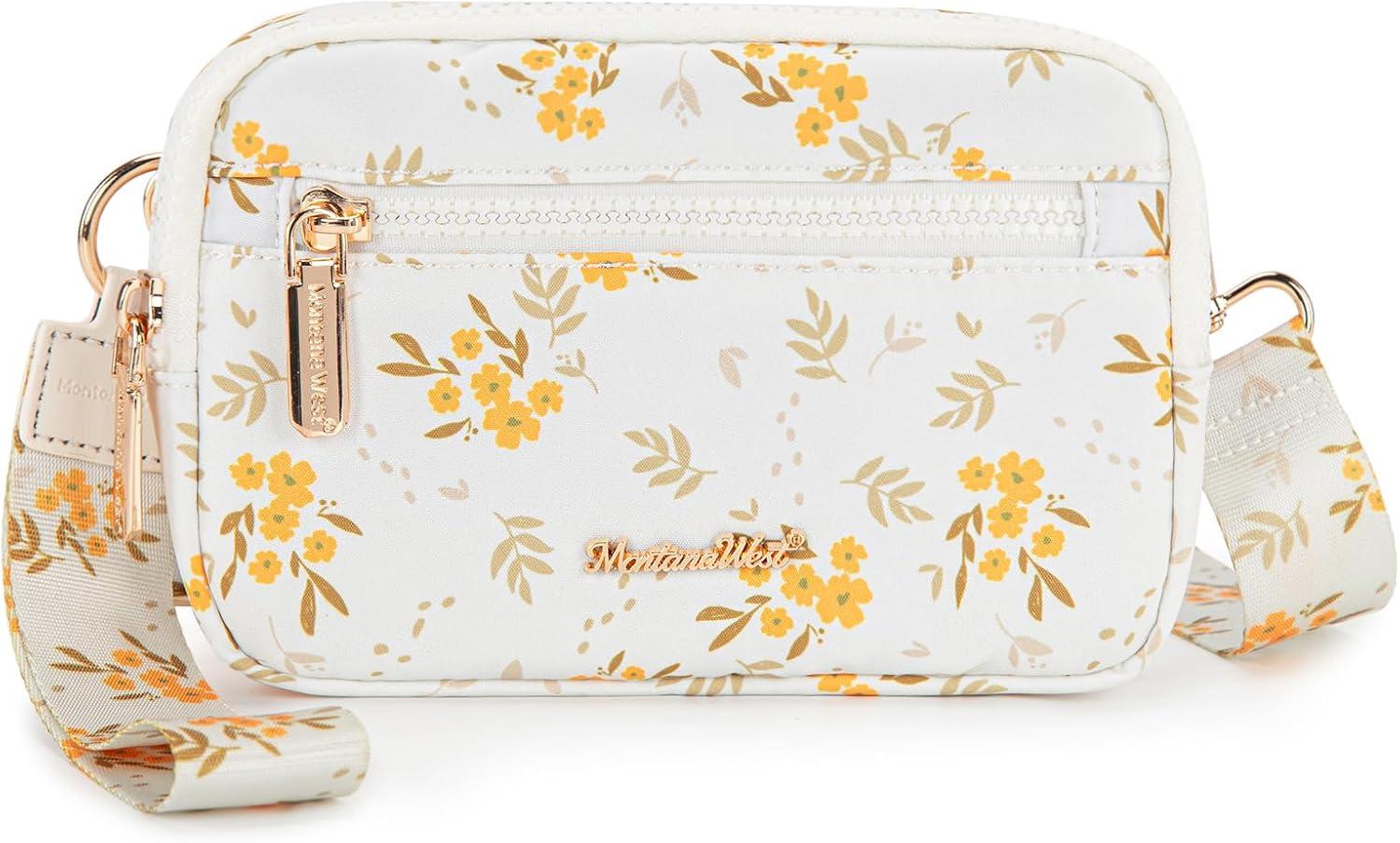 imageMontana West Wristlet Wallets for Women Nylon RFID Small Crossbody Phone Purse with Builtin Card Slots for GiftBeige