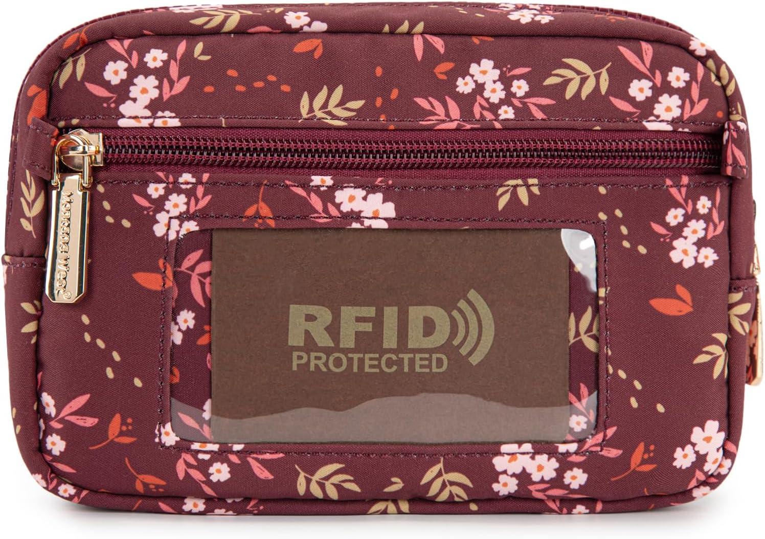 imageMontana West Wristlet Wallets for Women Nylon RFID Small Crossbody Phone Purse with Builtin Card Slots for GiftBurgundy