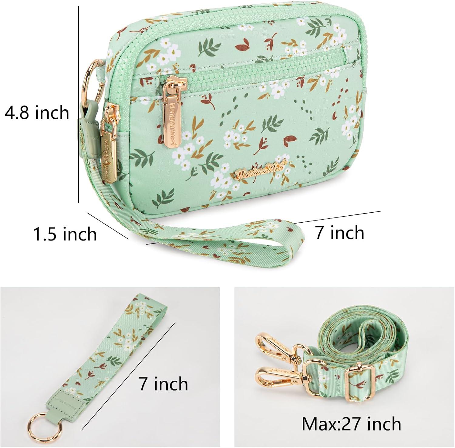 imageMontana West Wristlet Wallets for Women Nylon RFID Small Crossbody Phone Purse with Builtin Card Slots for GiftGreen