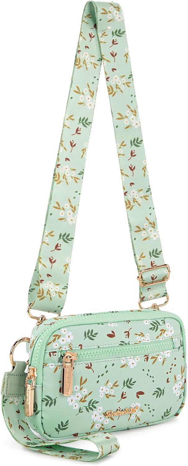 imageMontana West Wristlet Wallets for Women Nylon RFID Small Crossbody Phone Purse with Builtin Card Slots for GiftGreen