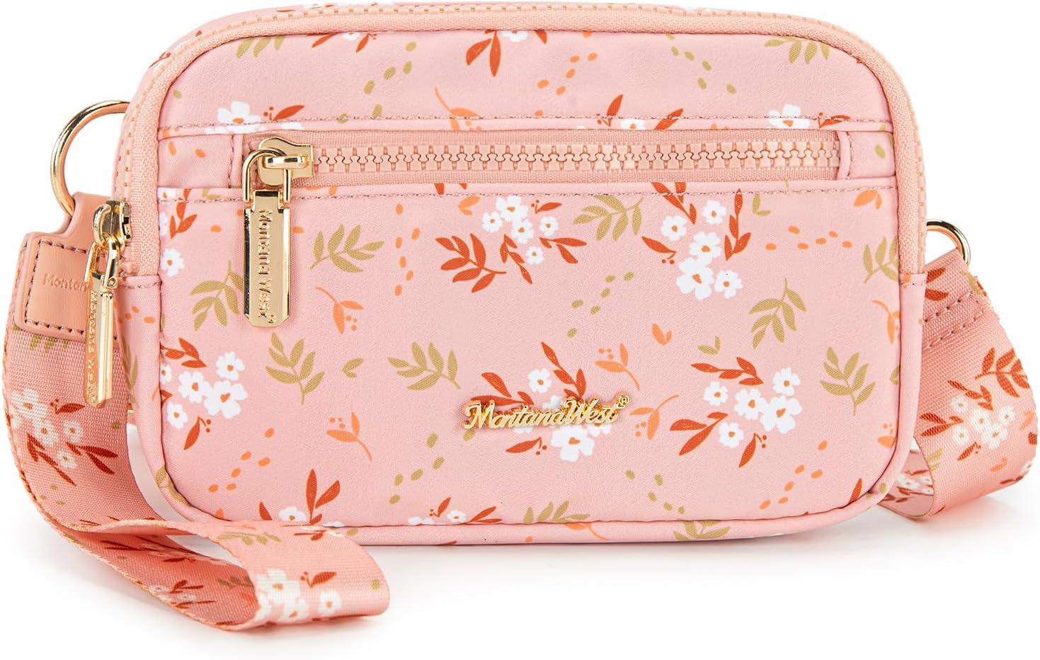 imageMontana West Wristlet Wallets for Women Nylon RFID Small Crossbody Phone Purse with Builtin Card Slots for GiftPink